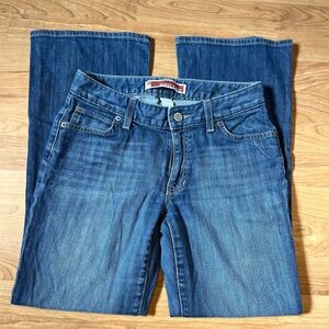 GAP Flare Leg Jeans in Classic Medium Wash with Natural Fading